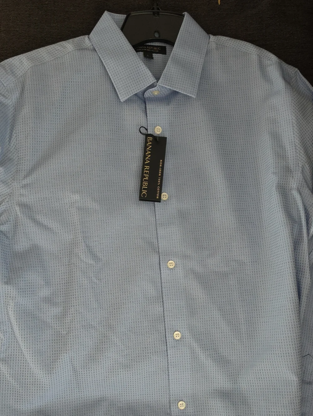 Banana Republic Men’s Light Blue Micro-Pattern Dress Shirt